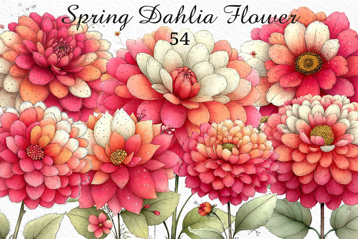 Whimsical Spring Dahlia Flower Png, an Illustration by Craft Nest (Photo 1 of 11)