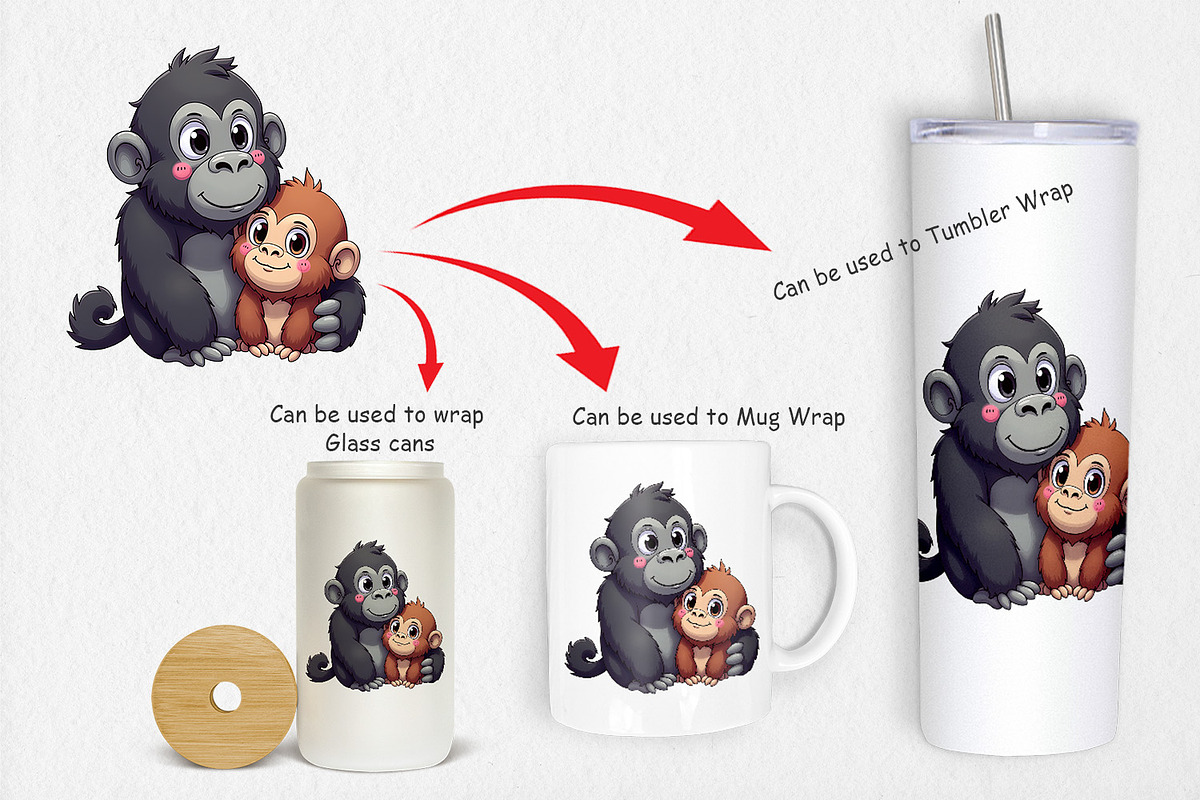 Gorilla Mother's Day Clipart, a Graphic by Artnoy (Photo 4 of 5)