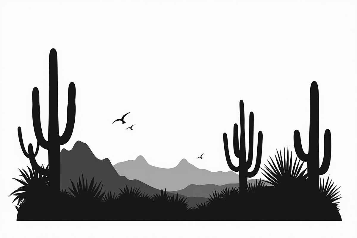 Southwestern Cactus Mountain Vector, an Illustration by hafijul (Photo 11 of 15)