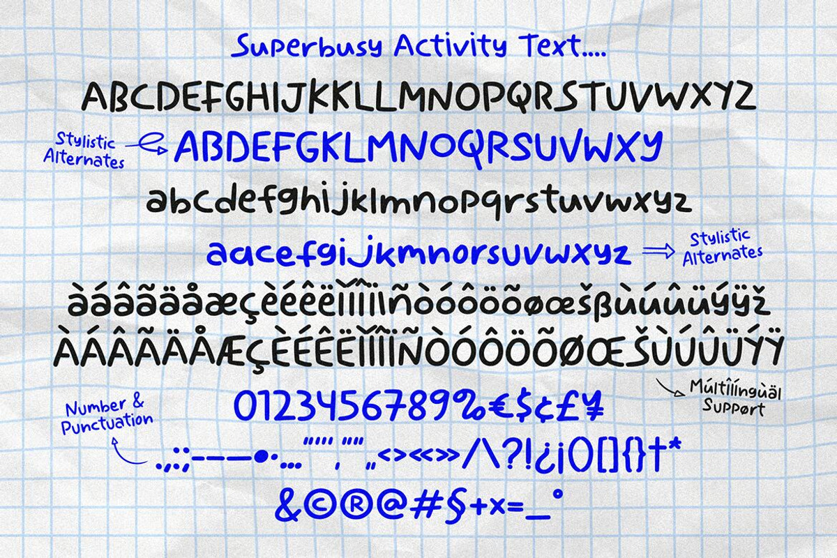 Superbusy Activity Fun Pairing Font, a Handwritten Font by UInstrument (Photo 11 of 11)