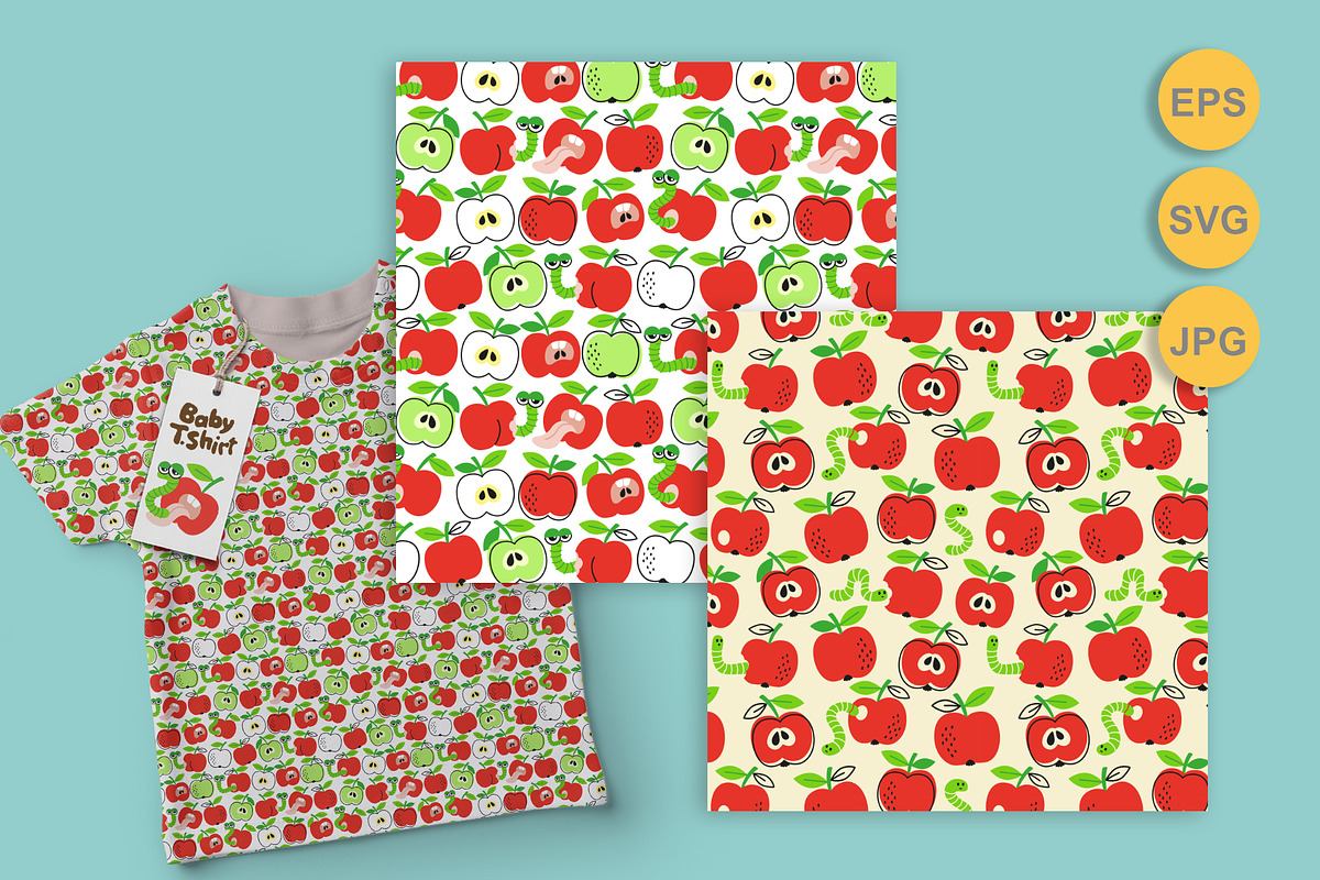 Seamless pattern Crazy Apple, a Pattern Graphic by Nataliia Toporovska (Photo 3 of 5)