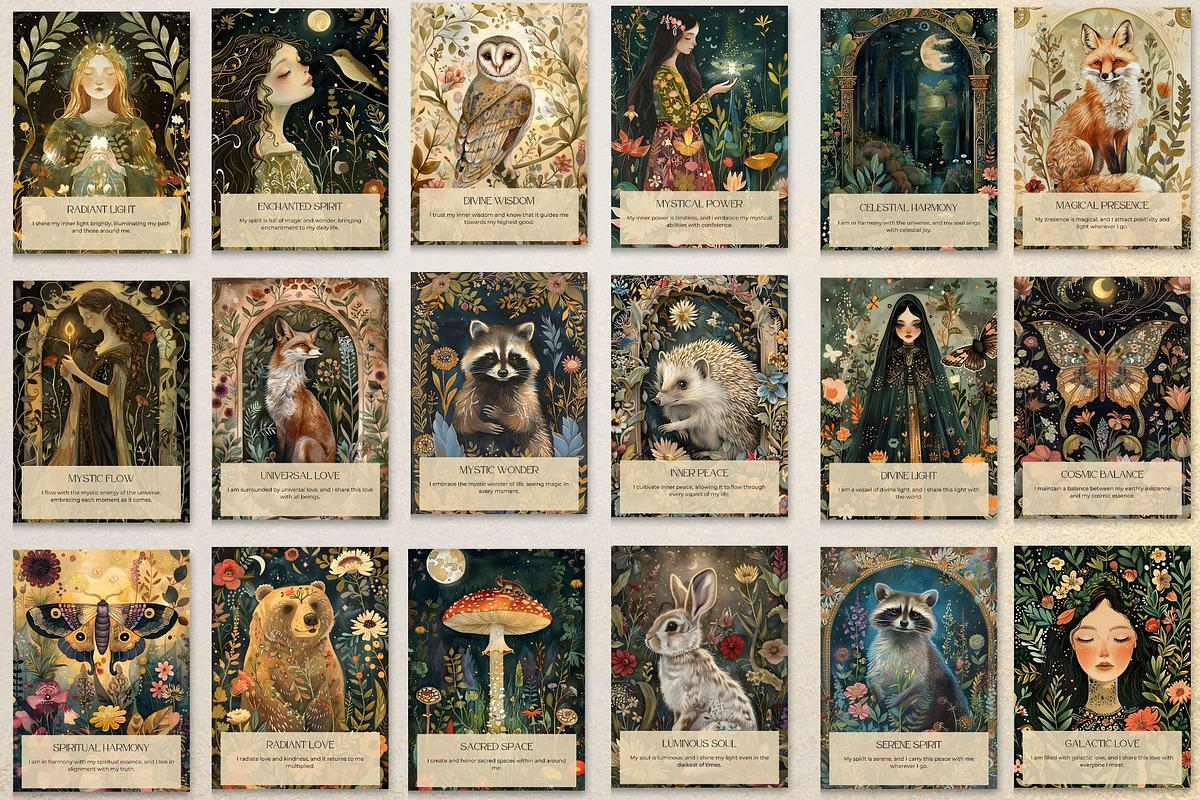 Enchanted Affirmation Cards Deck, a Card Template by NadiaTheronArt (Photo 2 of 3)