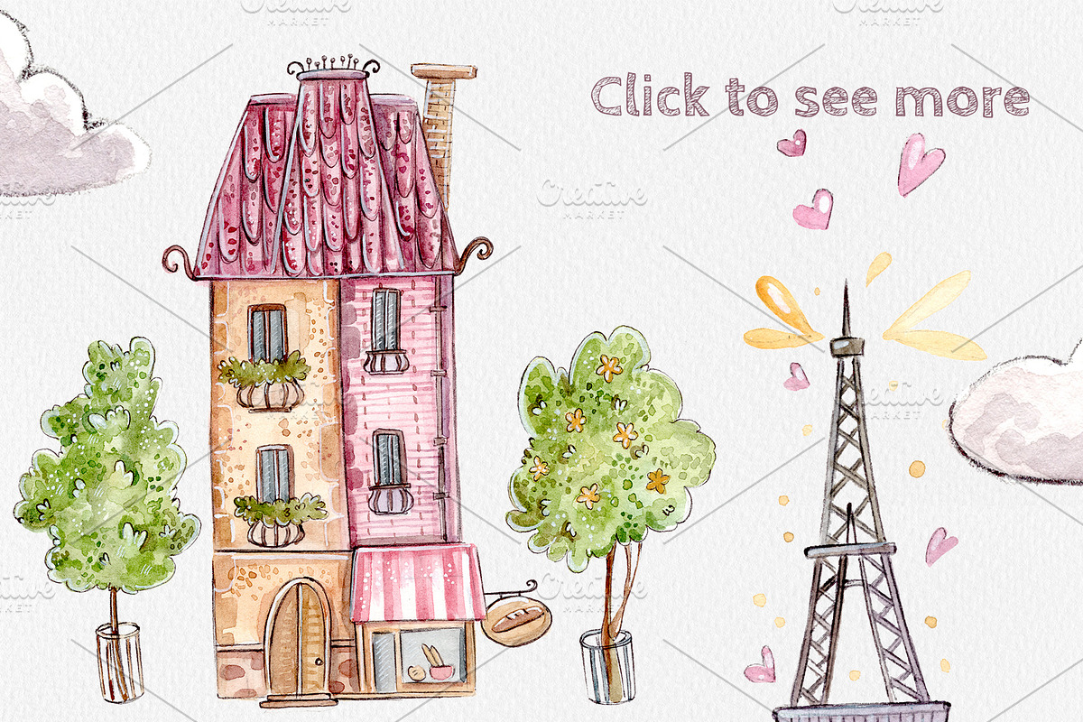 French Houses set +3 patterns, a Decorative Illustration by Kristina Crocus (Photo 2 of 4)