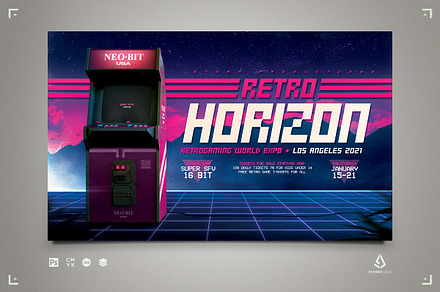 Retro Gaming Flyer Arcade Cabinet, a Flyer Template by Storm Pixels