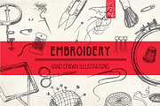 Emboidery tools and accessories, a Decorative Illustration by Alena Kaz (Thumbnail 1 of 3)
