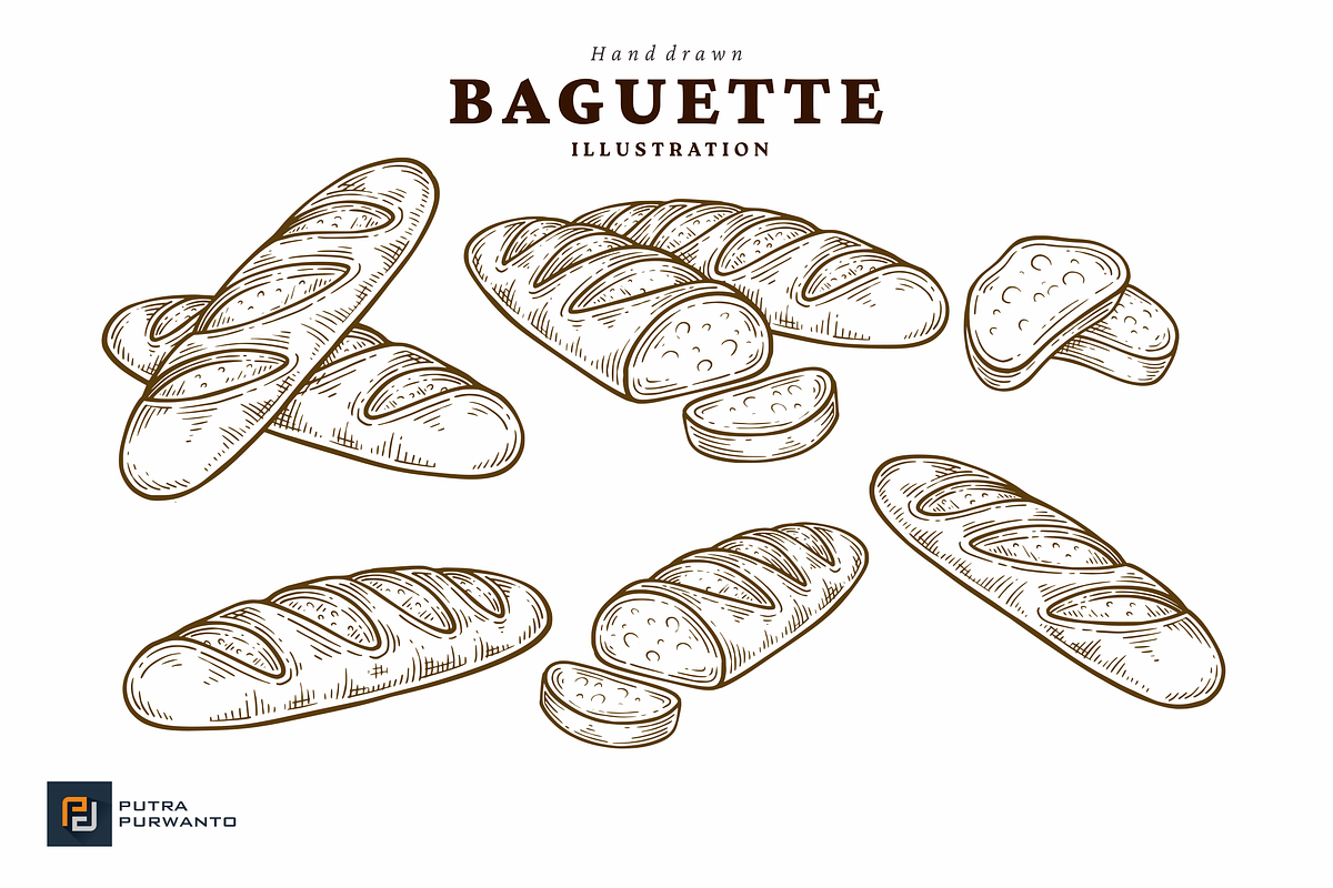 Hand Drawn Baguette Bread, an Object Graphic by putra_purwanto