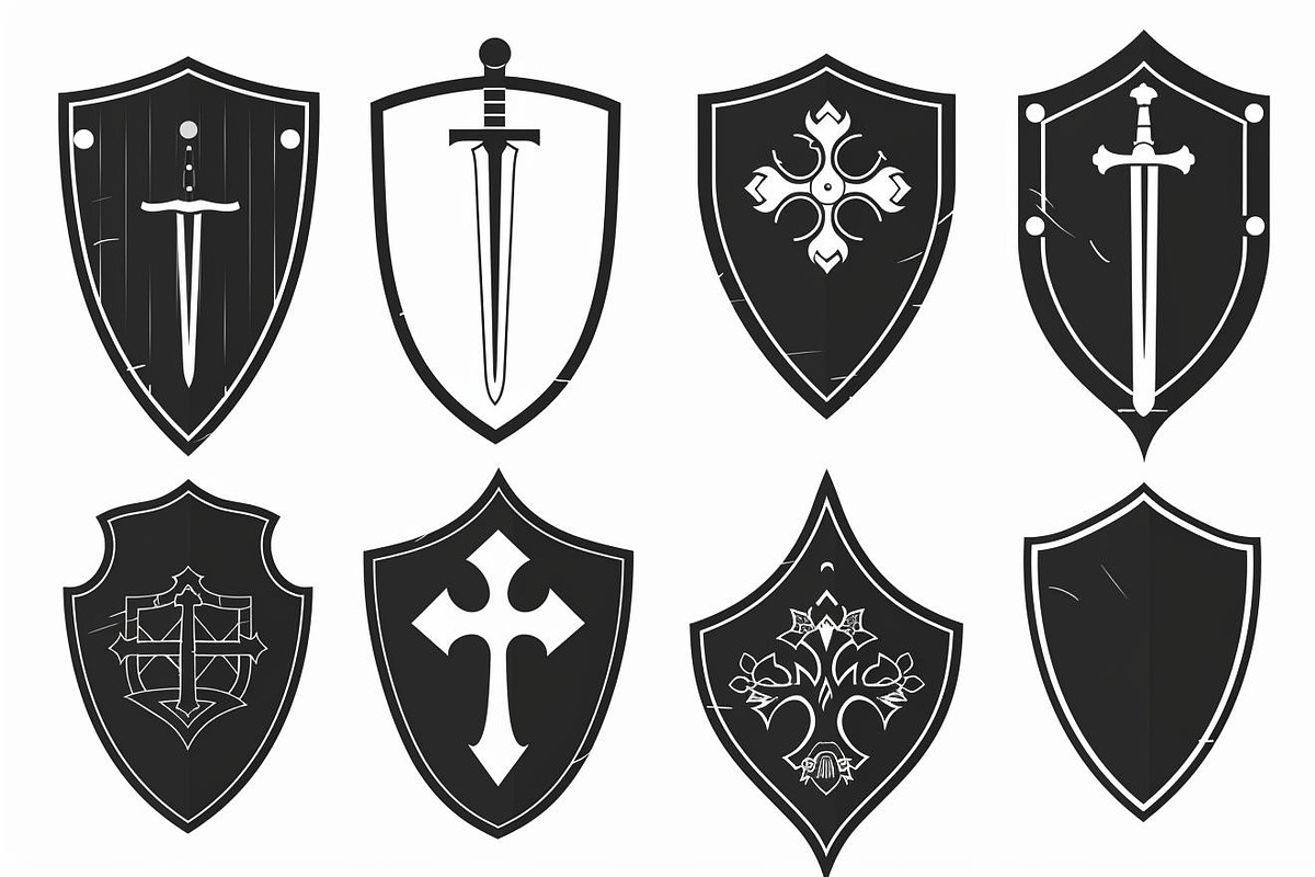 Medieval Shield Silhouette Set, an Illustration by hafijul (Photo 5 of 10)