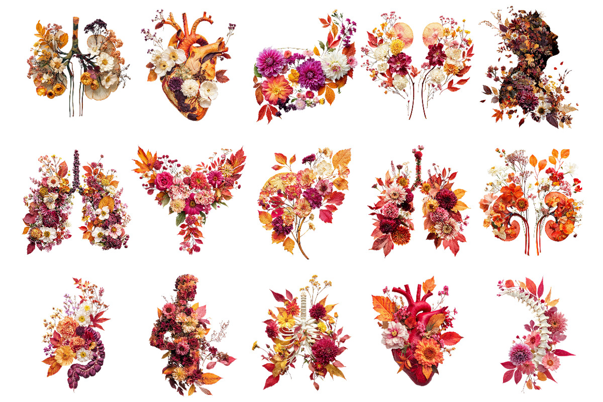 Fall Anatomical Bloom Clipart Set, a Healthcare Illustration by InkyQueenArt (Photo 4 of 5)