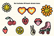 Psychedelic Retro Hippie Icons, a Solid Icon by BirDIY Design (Thumbnail 3 of 10)