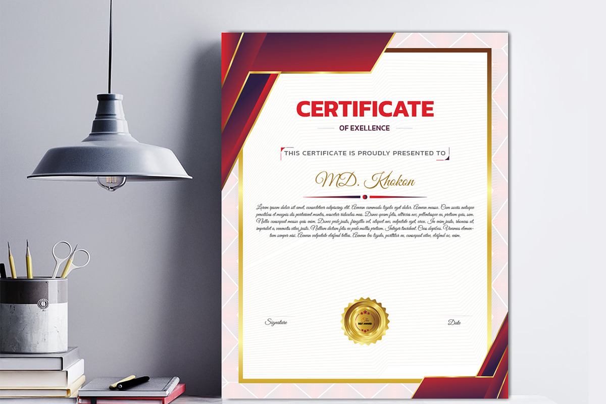 Abstract Certificate Template Design, a Stationery Template by MRI STUDIO