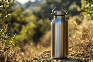 Durable stainless steel water bottle, a Nature Photo by Lermont51
