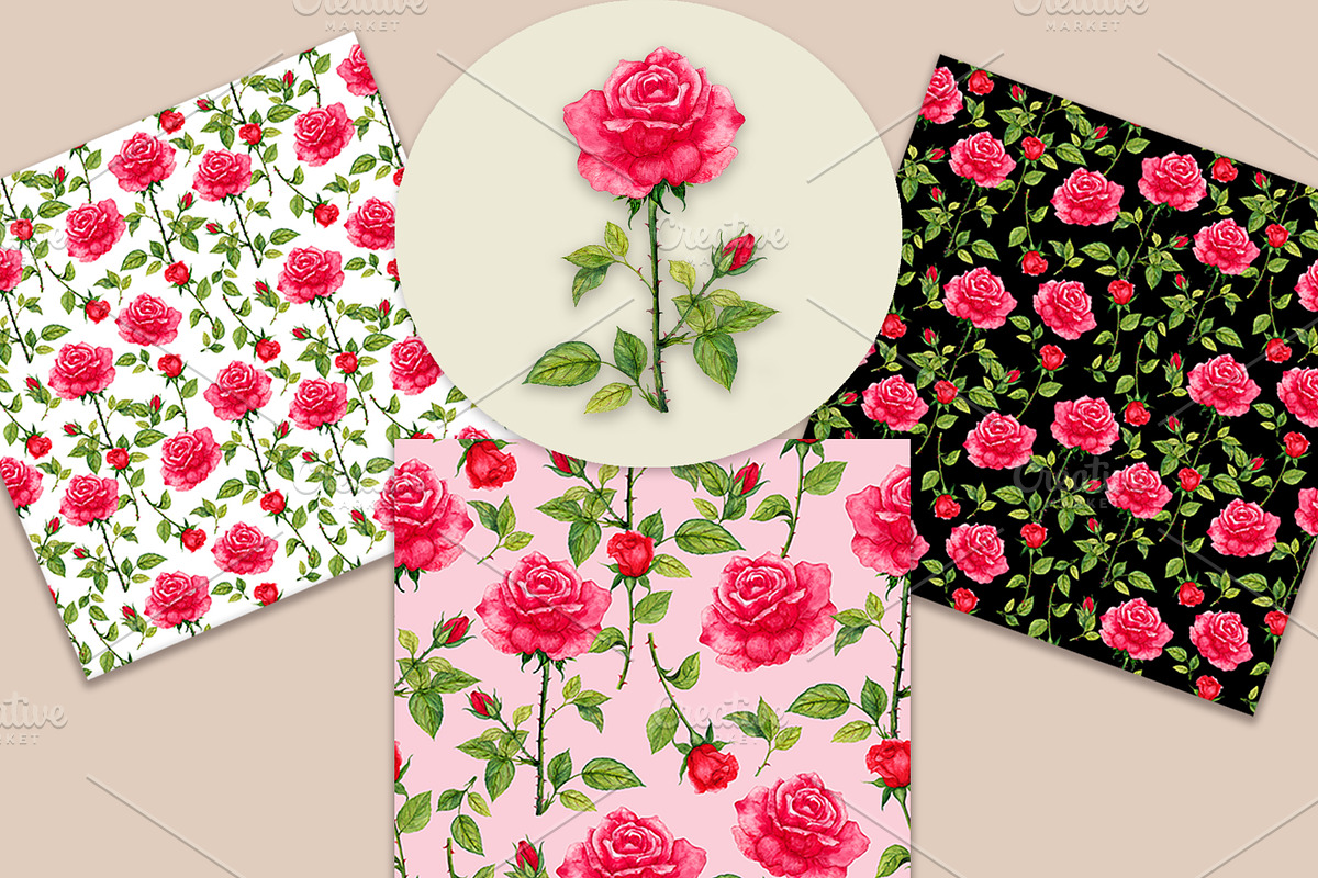 Seamless Patterns, PNG Red Rose, a Pattern Graphic by Arevka (Photo 2 of 3)