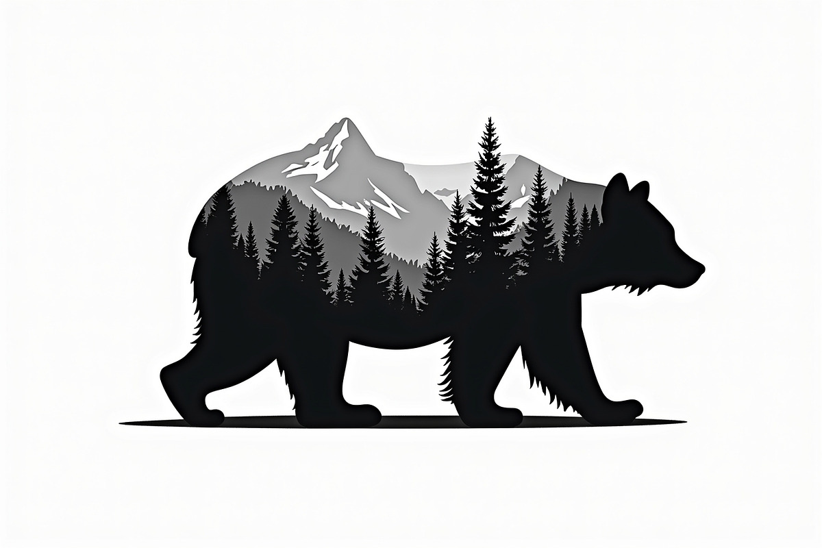 Wilderness Bear Double Exposure Set, an Illustration by musafir_fashion (Photo 2 of 10)