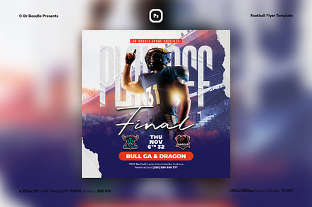 Football Flyer & Social Media, a Flyer Template by iDoodle Studio