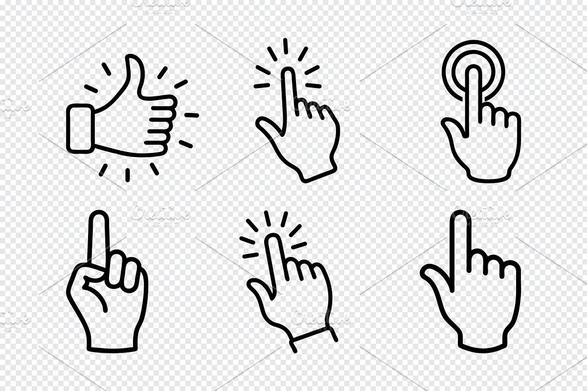 Collection of hand pointer and click, an Icon by Toufiqul