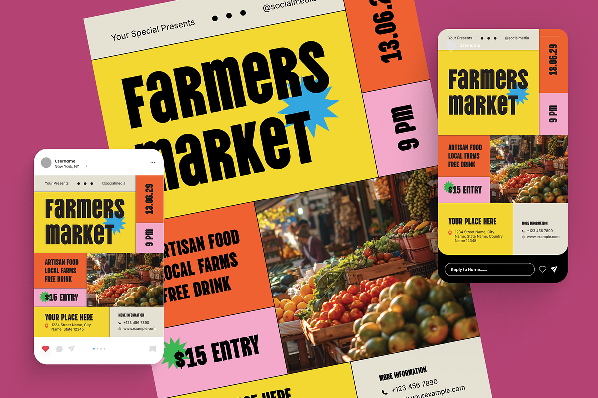 Farmer Market Flyer Set, a Flyer Template by Annora Studio (Photo 3 of 6)