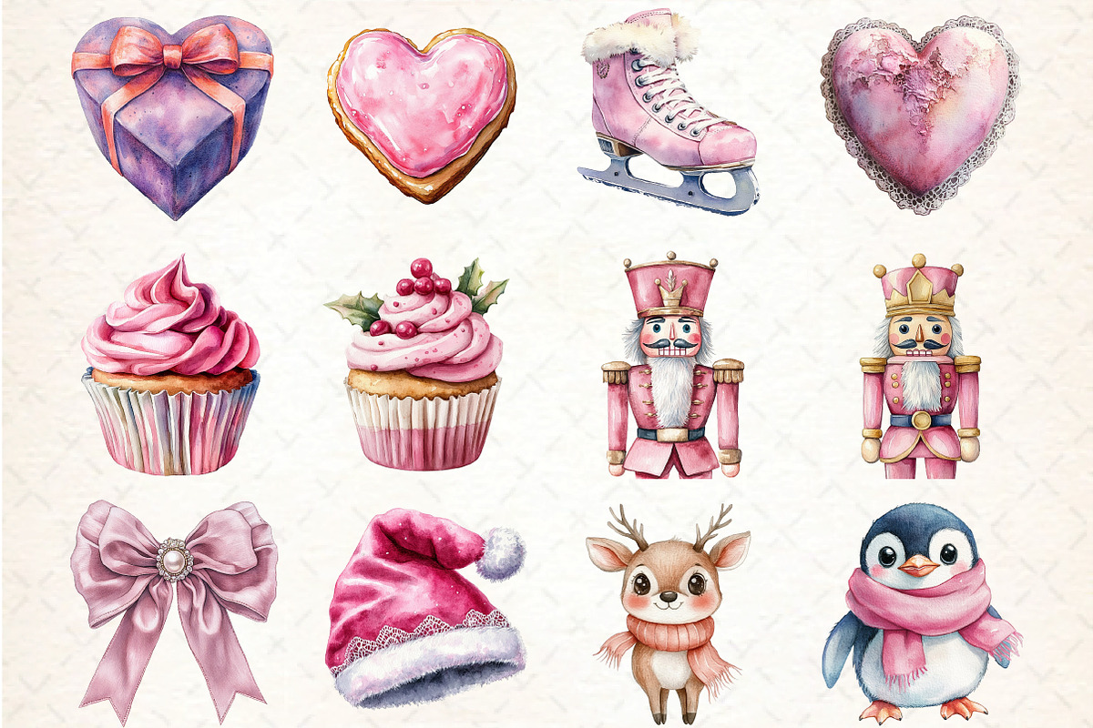 Kawaii Coquette Christmas Clipart Bu, an Illustration by DreamCafeArt (Photo 2 of 4)