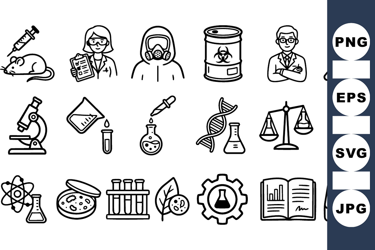 Science Lab Icon Set SVG, an Illustration by designvectx (Photo 1 of 3)