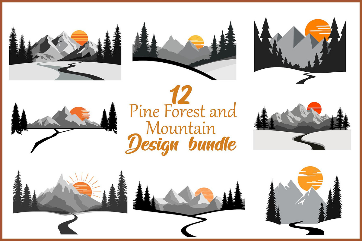 12 Pine Forest & Mountain Scenes, an Illustration by BIPLOB EXPERT (Photo 1 of 12)