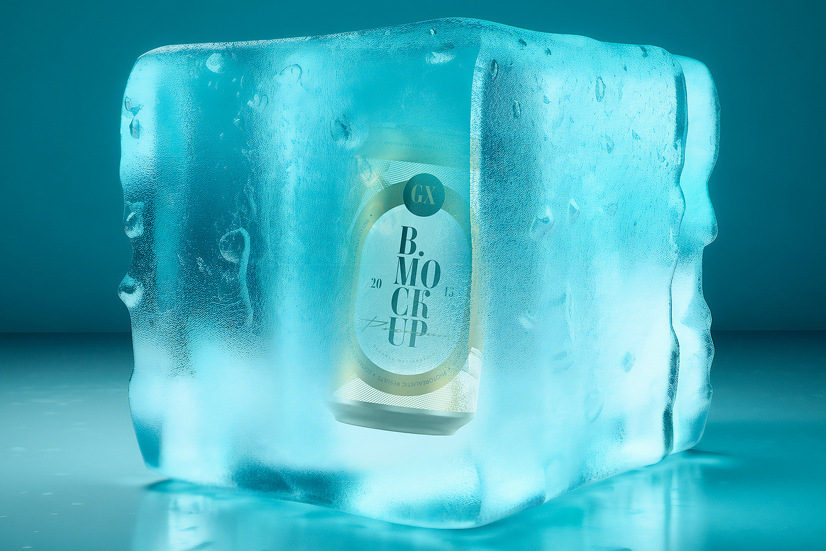 Frozen drink can mockup. Beer/Soda., a Packaging Mockup by Graxaim Mock-up (Photo 4 of 6)