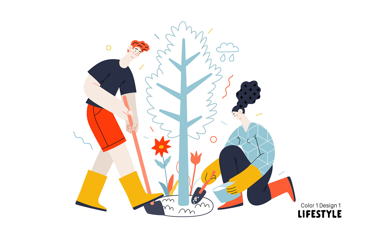 Lifestyle vector ills, color 1, a Templates & Theme by Grivina's shop (Photo 4 of 18)