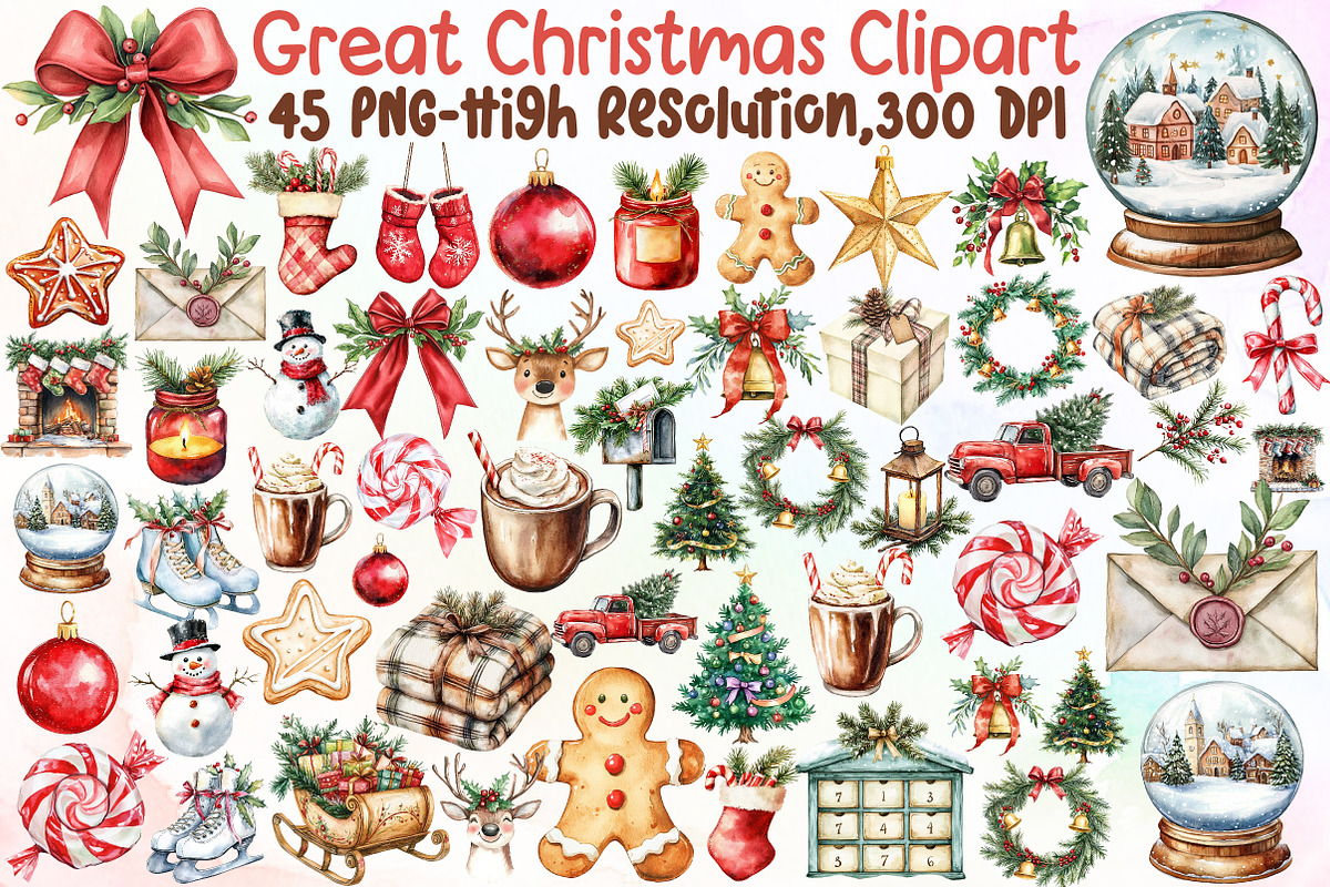 Great Christmas Clipart Bundle, an Illustration by Sublimation Artist (Photo 1 of 6)