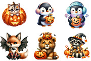 Cute Animal Halloween Clipart Bundle, an Illustration by DreamArtGraphic (Thumbnail 4 of 5)