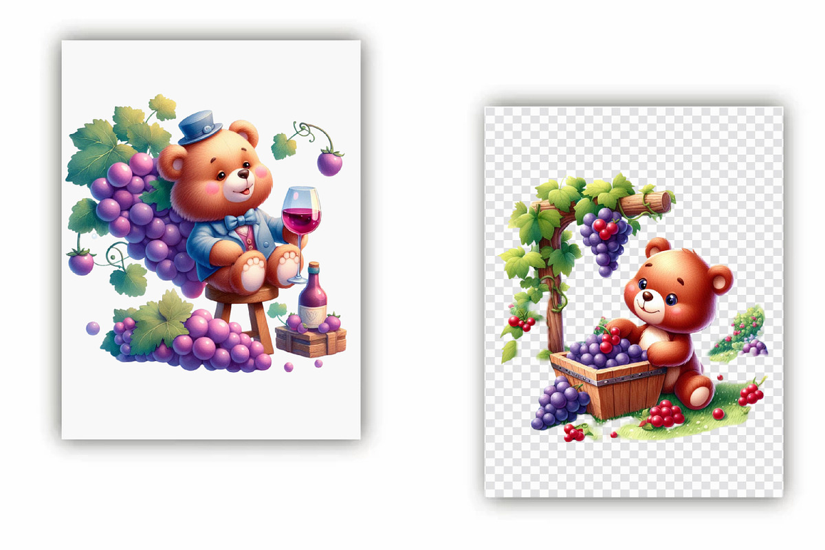 Bear in Grape Garden Clipart, a Graphic by SinaCreation (Photo 6 of 6)