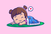 Cute Girl Sleeping With Blanket, a Person Illustration by Catalyst Labs (Thumbnail 2 of 3)