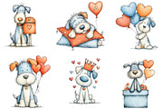 cute-whimsical valentine fluffy dogs, an Illustration by CreationArt (Thumbnail 2 of 5)