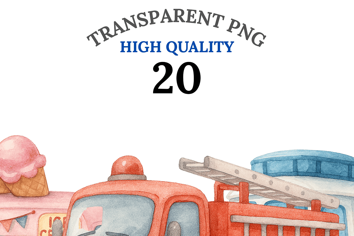 20 Transport Clipart, a Decorative Illustration by Pati Charm Studio (Photo 1 of 8)