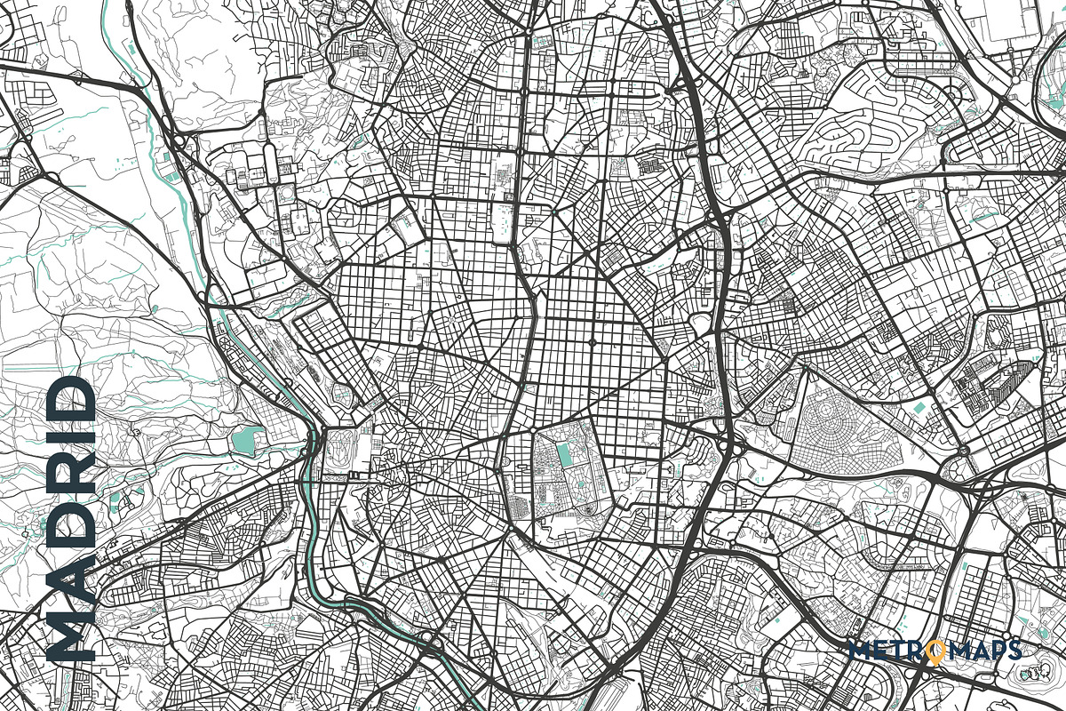 MAP SET - Black/Turquoise - 15 Maps, a Graphic by MetroMaps (Photo 8 of 16)
