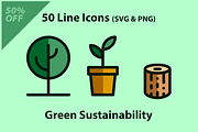 Green Sustainability Icon Set, an Outline Icon by RNS Fonts (Thumbnail 1 of 2)