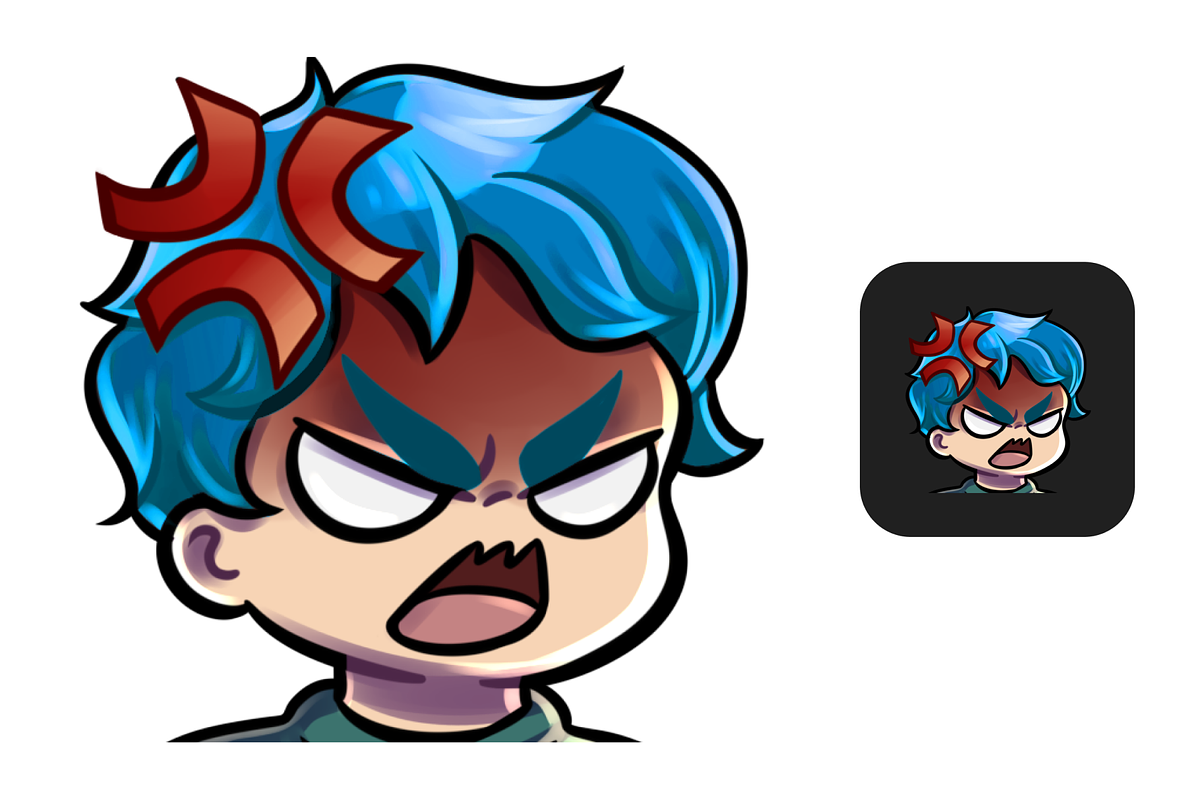 12 Blue Hair Chibi Boy Twitch Emotes, an Illustration by Custom Fonts & Patterns (Photo 8 of 12)