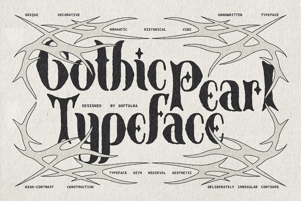 Gothic Pearl Typeface, a Blackletter Font by softulka (Photo 1 of 7)