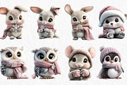 Whimsical Winter Animals Clipart, an Illustration by Watercolor design (Thumbnail 2 of 6)