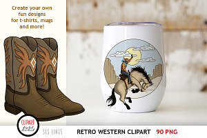 Western Retro Clipart - Cowboys PNG