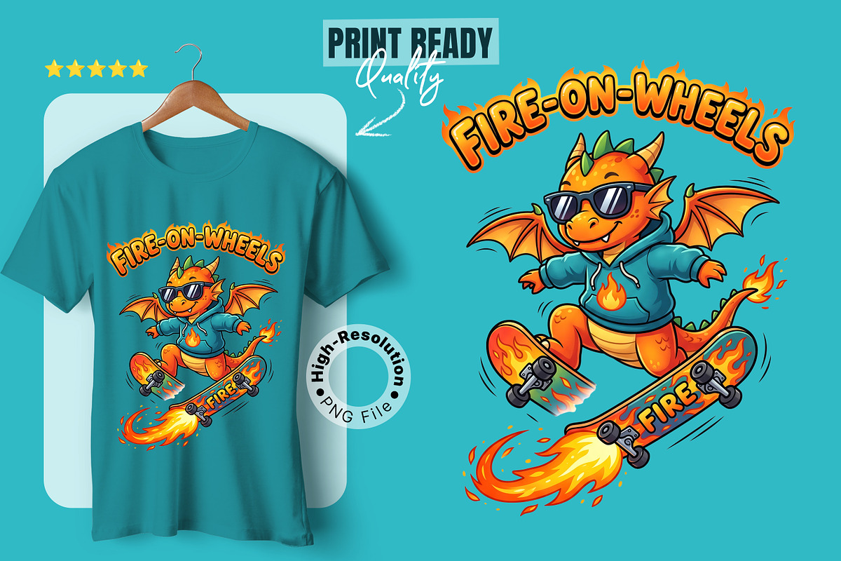 Fire Skating Cute Dragon PNG Clipart, an Animal Illustration by zahidhossainalif (Photo 1 of 3)