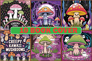 Creepy Kawaii Mushrooms Coloring Pag, an Illustration by LightExpress (Thumbnail 3 of 5)