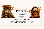 Whimsical Autumn Hedgehog Clipart, a Seasonal Illustration by Designworld (Thumbnail 4 of 10)