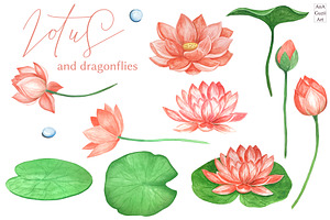 Lotus Clipart, Seamless Pattern.