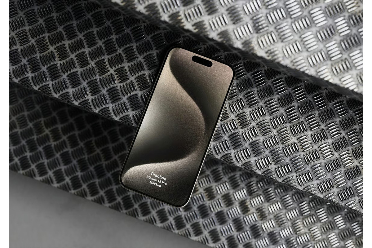 iPhone 15 Pro with Titanuim Mockup, an iPhone Mockup by zippypixelstudio (Photo 5 of 5)