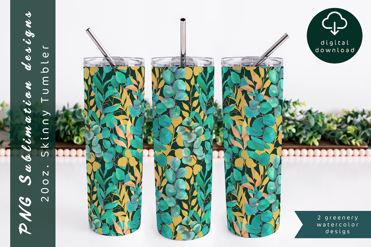 Eucalyptus tumbler sublimation, an Object Graphic by AnastasiaWatercolor (Photo 2 of 6)