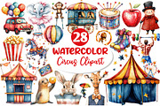 Circus Watercolor Clipart, an Illustration by Dream Creation (Thumbnail 1 of 6)