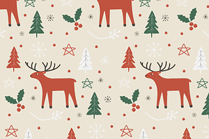Christmas Pattern with Reindeer, an Illustration by JYa_Design