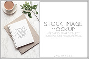 Notepad mockup with coffee.Flatlay, a Print Template by Una Matison (Thumbnail 1 of 3)