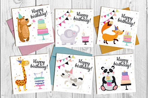 Vector birthday set, a Card Template by martynmarin
