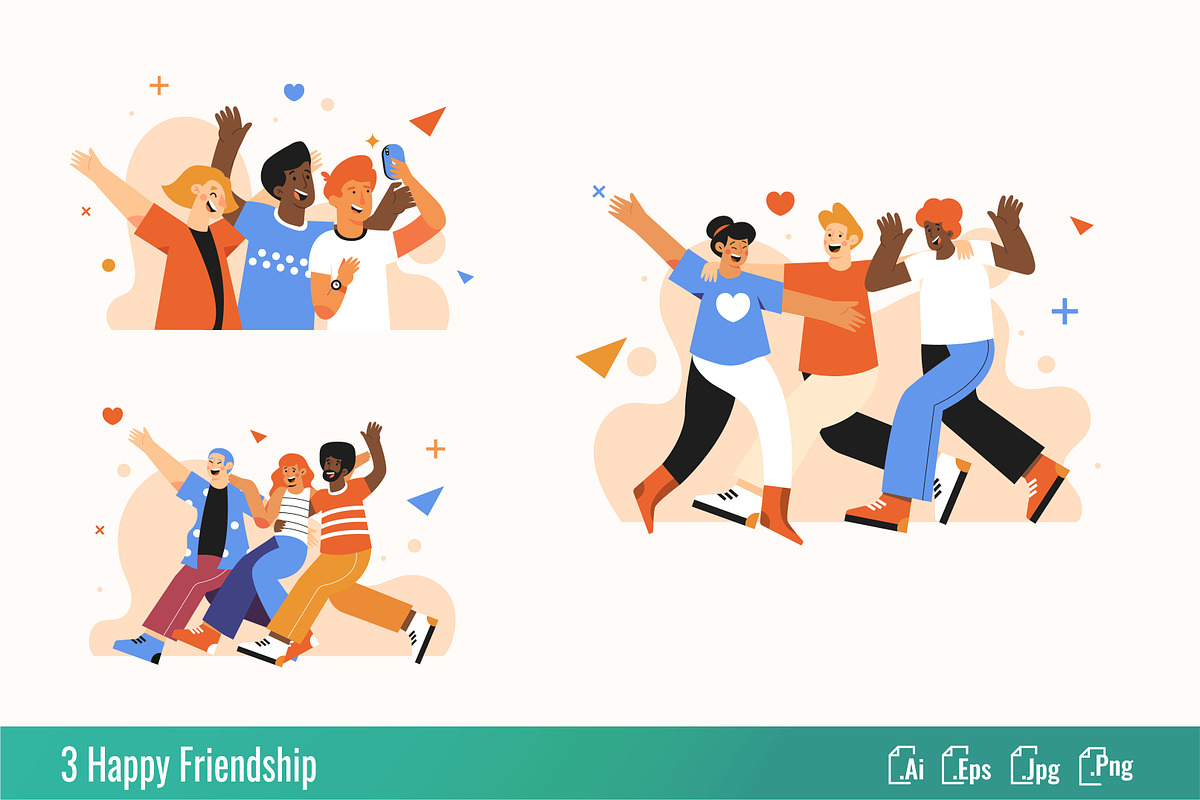 Happy Friendship - Flat illustration, a Person Illustration by SlideFactory