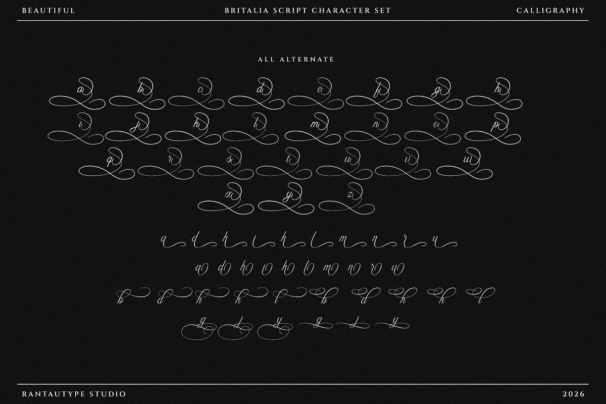 Britalia Script Elegant Calligraphy, a Script Font by RantautypeStudio (Photo 20 of 20)