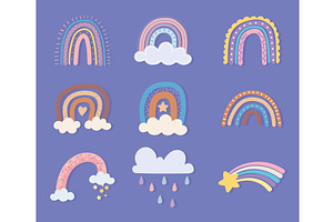 rainbow star clouds, an Illustration by studiogstock